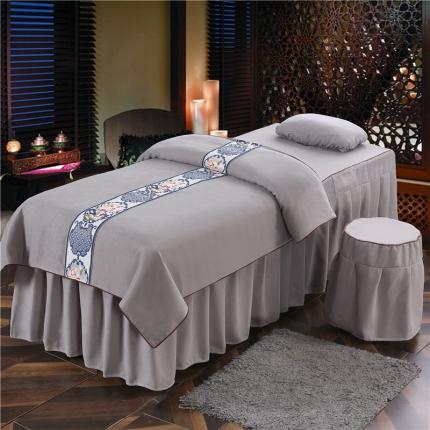 91家纺网 家纺一手货源 找家纺 不打烊家纺2021新款美容床罩套件百里挑一B款灰色