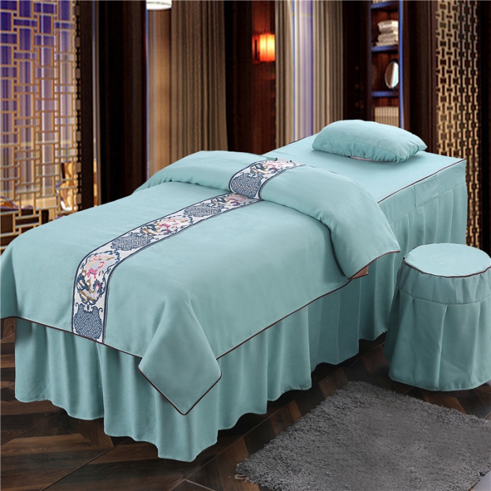 91家纺网 家纺一手货源 找家纺 不打烊家纺 2021新款美容床罩套件百里挑一B款绿色