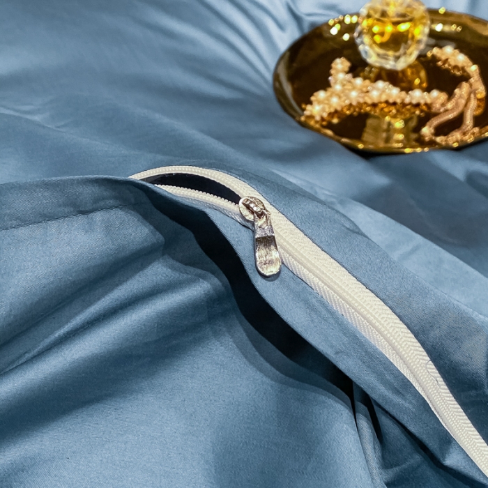 91家纺网 家纺一手货源 找家纺 安妮家居 2021新款皇冠100s长绒棉四件套 宾利蓝