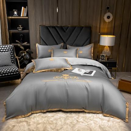 安妮家居 2021新款皇冠100s长绒棉四件套 高级灰