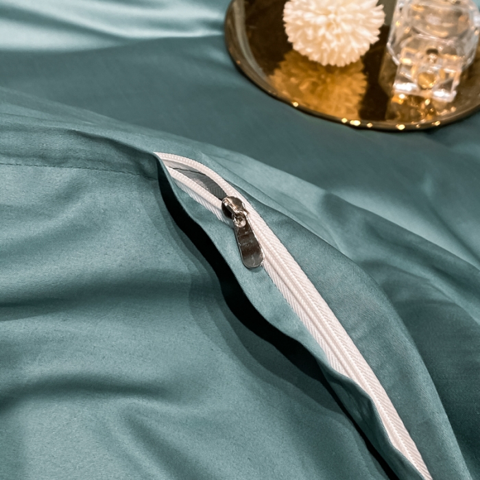 91家纺网 家纺一手货源 找家纺 安妮家居 2021新款皇冠100s长绒棉四件套 浅石蓝