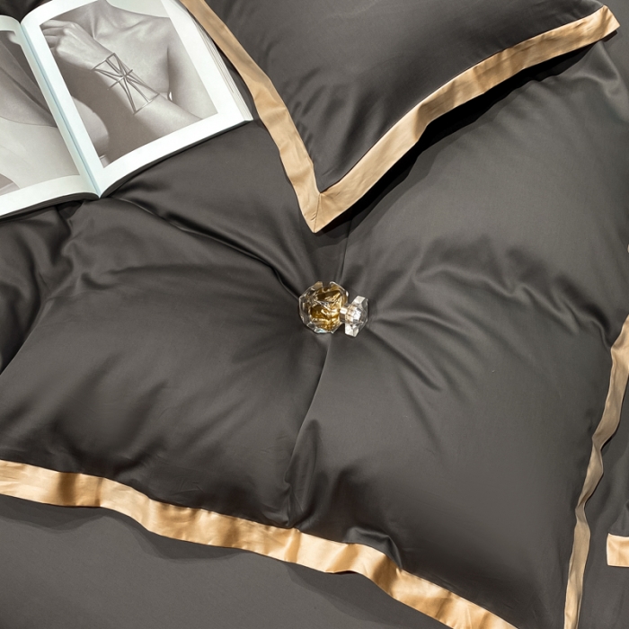 91家纺网 家纺一手货源 找家纺 安妮家居 2021新款皇冠100s长绒棉四件套 绅士灰