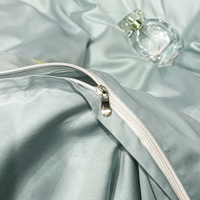 91家纺网 家纺一手货源 找家纺 安妮家居 2021新款皇冠100s长绒棉四件套 雾霾蓝