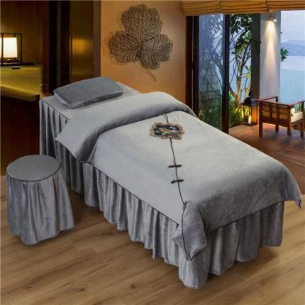 不打烊家纺 2021新款水晶绒款美容床罩古韵新生系列灰色