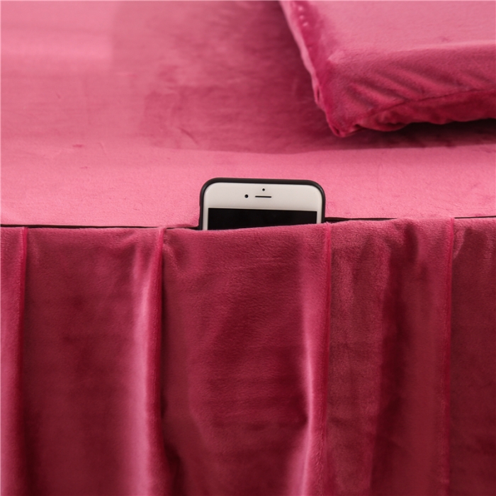 91家纺网 家纺一手货源 找家纺 不打烊家纺 2021新款水晶绒款美容床罩古韵新生系列玫红
