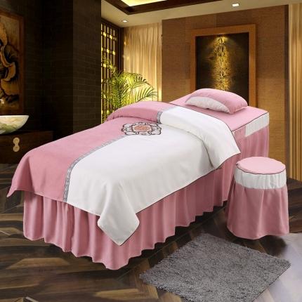 91家纺网 家纺一手货源 找家纺 不打烊家纺2025新款美容床罩四件套国色天香A款粉色