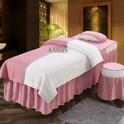 不打烊家纺2025新款美容床罩四件套国色天香A款粉色
