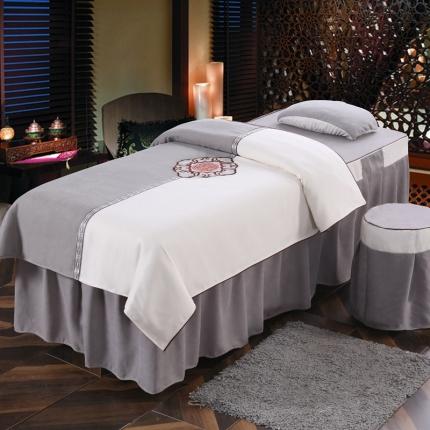 不打烊家纺2025新款美容床罩四件套国色天香A款灰色