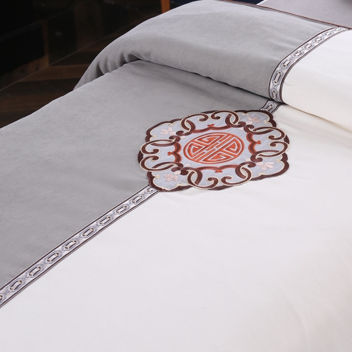 91家纺网 家纺一手货源 找家纺 不打烊家纺2025新款美容床罩四件套国色天香A款灰色