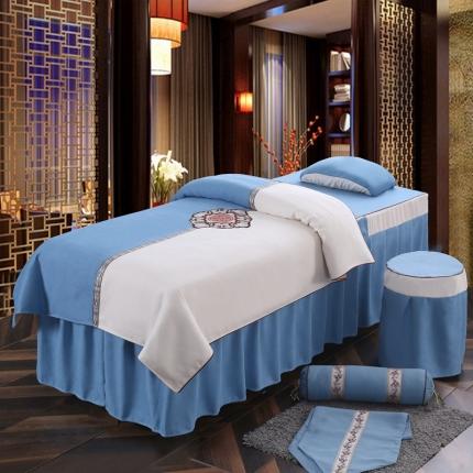 91家纺网 家纺一手货源 找家纺 不打烊家纺 2025新款美容床罩四件套国色天香A款蓝色