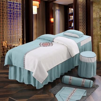 91家纺网 家纺一手货源 找家纺 不打烊家纺2025新款美容床罩四件套国色天香A款绿色