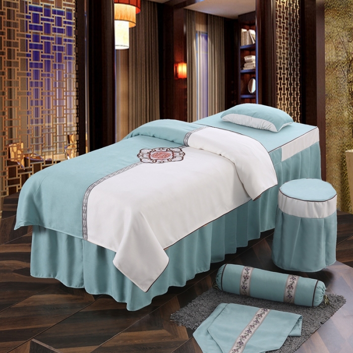 91家纺网 家纺一手货源 找家纺 不打烊家纺2025新款美容床罩四件套国色天香A款绿色