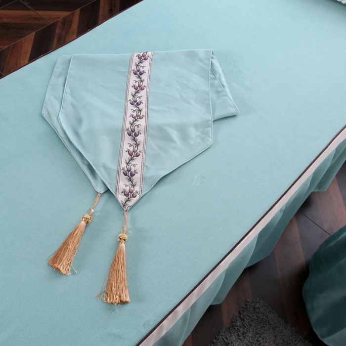 91家纺网 家纺一手货源 找家纺 不打烊家纺2025新款美容床罩四件套国色天香A款绿色