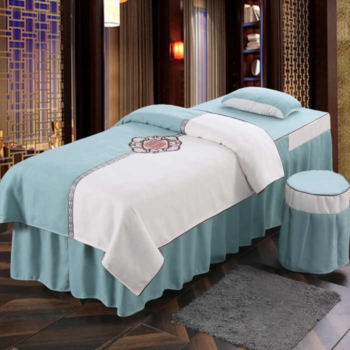 91家纺网 家纺一手货源 找家纺 不打烊家纺2025新款美容床罩四件套国色天香A款绿色