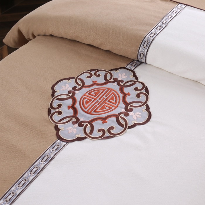 91家纺网 家纺一手货源 找家纺 不打烊家纺2025新款美容床罩四件套国色天香A款 驼色