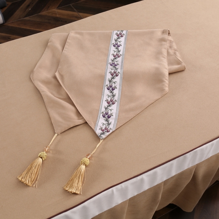 91家纺网 家纺一手货源 找家纺 不打烊家纺2025新款美容床罩四件套国色天香A款 驼色