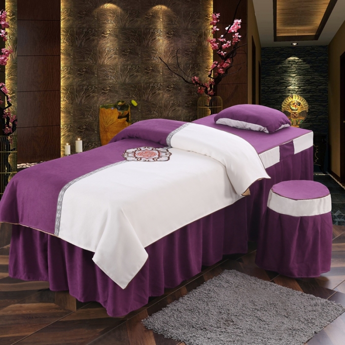 91家纺网 家纺一手货源 找家纺 不打烊家纺 2025新款美容床罩四件套国色天香A款紫色