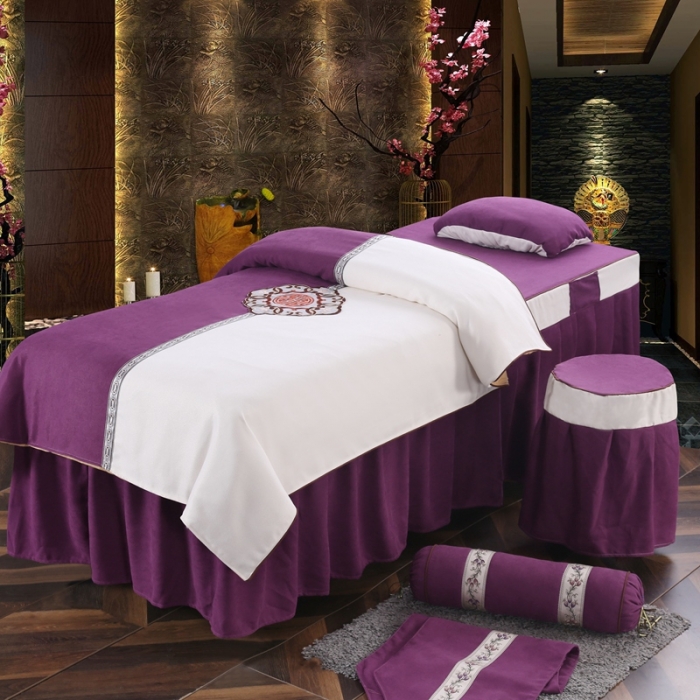 91家纺网 家纺一手货源 找家纺 不打烊家纺 2025新款美容床罩四件套国色天香A款紫色
