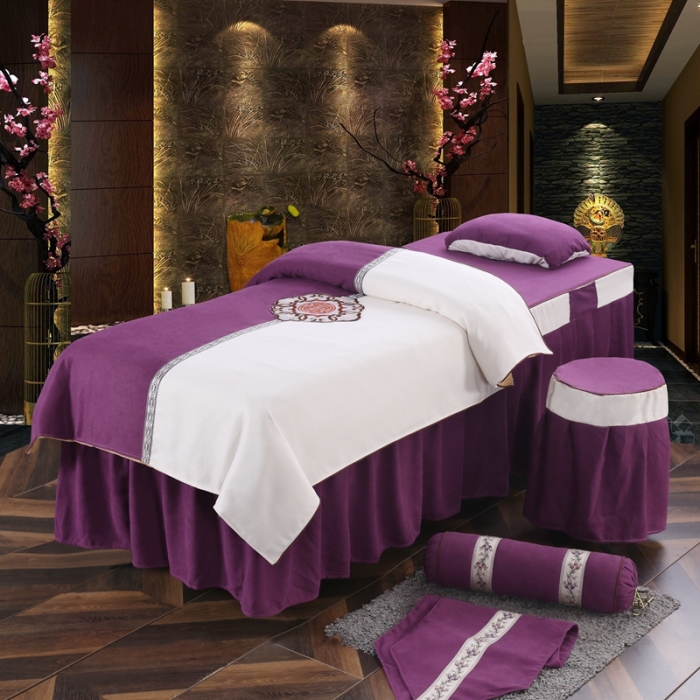 91家纺网 家纺一手货源 找家纺 不打烊家纺 2025新款美容床罩四件套国色天香A款紫色