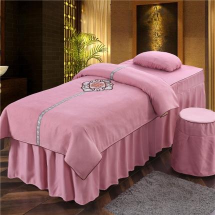 91家纺网 家纺一手货源 找家纺 不打烊家纺2021新款美容床罩四件套国色天香B款粉色