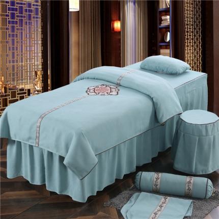 不打烊家纺 2021新款美容床罩四件套国色天香B款绿色