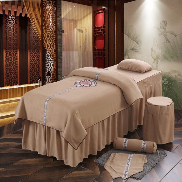 91家纺网 家纺一手货源 找家纺 不打烊家纺 2021新款美容床罩四件套国色天香B款驼色