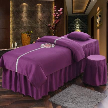 91家纺网 家纺一手货源 找家纺 不打烊家纺 2021新款美容床罩四件套国色天香B款紫色