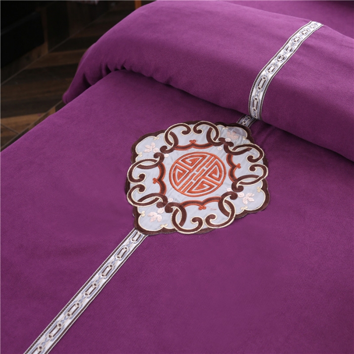 91家纺网 家纺一手货源 找家纺 不打烊家纺 2021新款美容床罩四件套国色天香B款紫色