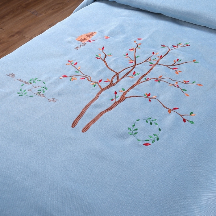 91家纺网 家纺一手货源 找家纺 不打烊家纺  (原不打烊家纺  (原春恩家纺)家纺) 2021新款美容床罩四件套锦上添花系列 蓝