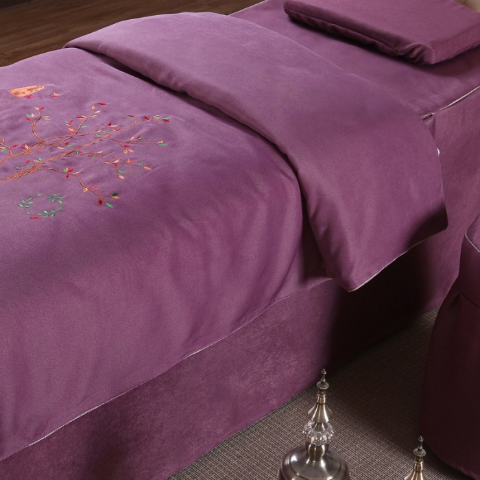 91家纺网 家纺一手货源 找家纺 不打烊家纺  (原不打烊家纺  (原春恩家纺)家纺) 2021新款美容床罩四件套锦上添花系列 紫