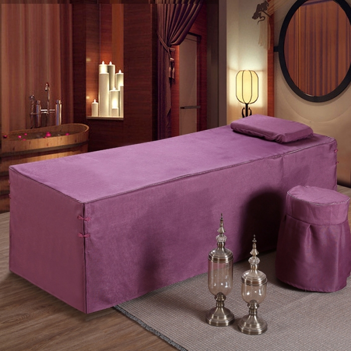 91家纺网 家纺一手货源 找家纺 不打烊家纺  (原不打烊家纺  (原春恩家纺)家纺) 2021新款美容床罩四件套锦上添花系列 紫