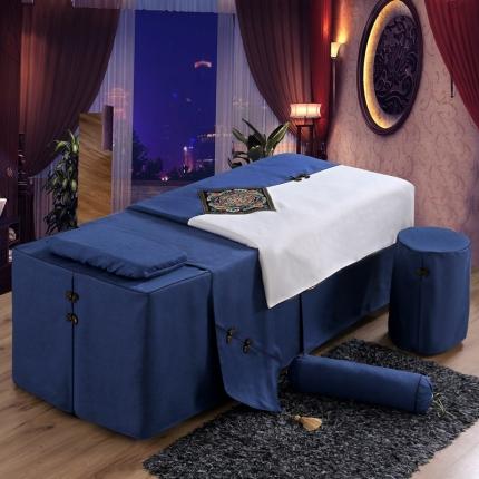 不打烊家纺 2025新款美容床罩四件套两情相悦系列 蓝色