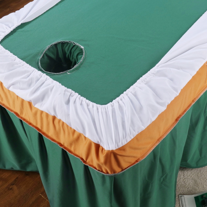 91家纺网 家纺一手货源 找家纺 不打烊家纺  (原春恩家纺) 2025新款美容床罩四件套洛丽塔系列 洛丽塔孔雀绿