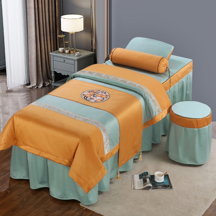 91家纺网 家纺一手货源 找家纺 不打烊家纺  (原春恩家纺) 2025新款美容床罩四件套洛丽塔系列 洛丽塔绿色