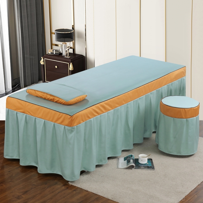 91家纺网 家纺一手货源 找家纺 不打烊家纺  (原春恩家纺) 2025新款美容床罩四件套洛丽塔系列 洛丽塔绿色