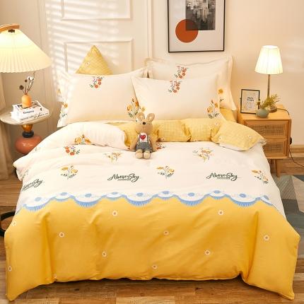 91家纺网 家纺一手货源 找家纺 2025新款13070全棉四件套纯棉三件套无化纤 芳草天空