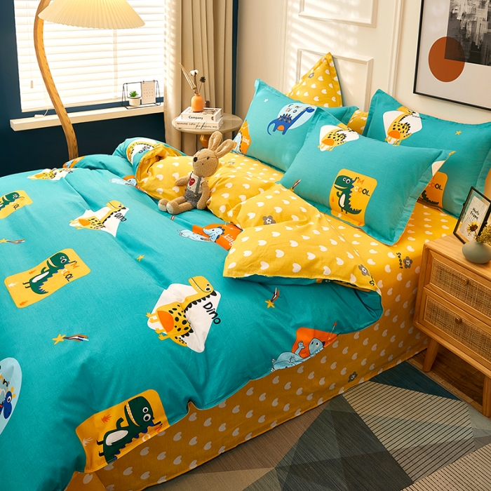 91家纺网 家纺一手货源 找家纺 2025新款13070全棉四件套纯棉三件套无化纤 侏罗纪公园