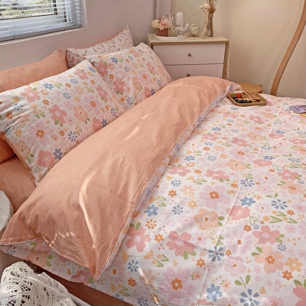 91家纺网 家纺一手货源 找家纺 （总)田野 2021新款13372全棉四件套纯棉卡通小清新