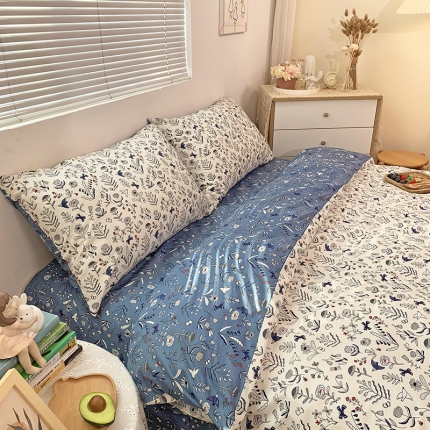 91家纺网 家纺一手货源 找家纺 （总)田野 2021新款13372全棉四件套纯棉卡通小清新