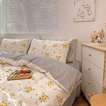 91家纺网 家纺一手货源 找家纺 （总)田野 2021新款13372全棉四件套纯棉卡通小清新