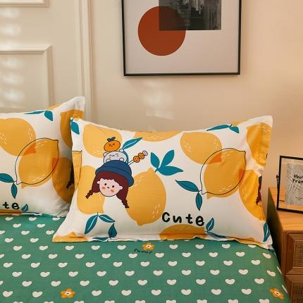 91家纺网 家纺一手货源 找家纺 衿成家纺 2025新款13070全棉枕套一对 柠檬女孩