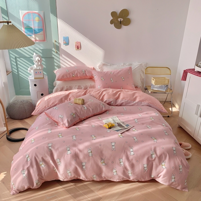 91家纺网 家纺一手货源 找家纺 澳萝拉 2021新款印花全棉四件套 软萌白兔