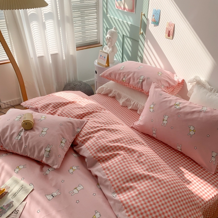 91家纺网 家纺一手货源 找家纺 澳萝拉 2021新款印花全棉四件套 软萌白兔