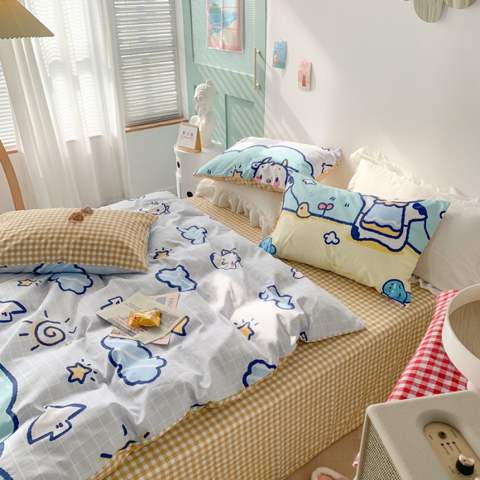 91家纺网 家纺一手货源 找家纺 澳萝拉 2021新款印花全棉四件套 萌趣牛牛