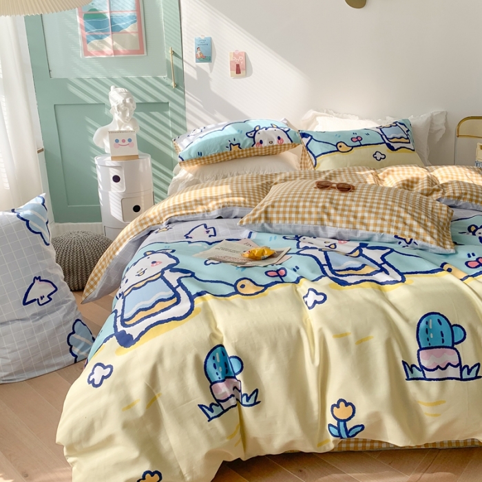 91家纺网 家纺一手货源 找家纺 澳萝拉 2021新款印花全棉四件套 萌趣牛牛