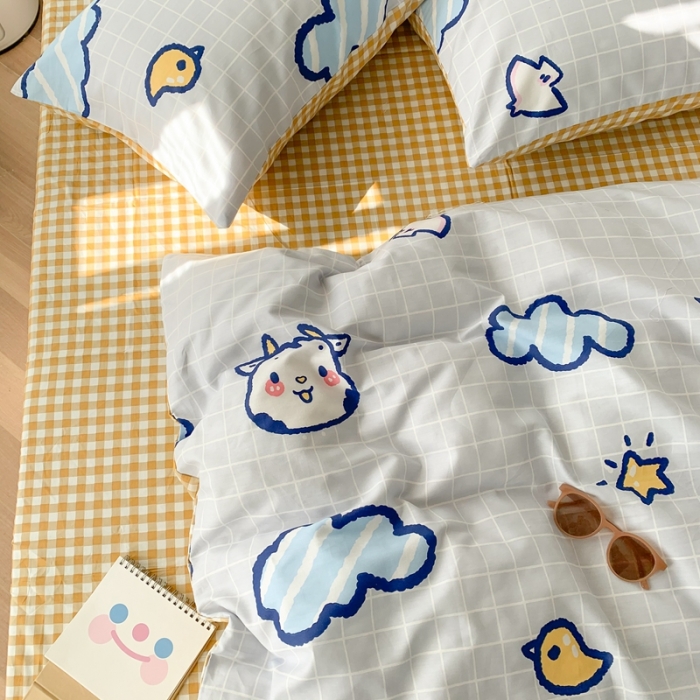 91家纺网 家纺一手货源 找家纺 澳萝拉 2021新款印花全棉四件套 萌趣牛牛