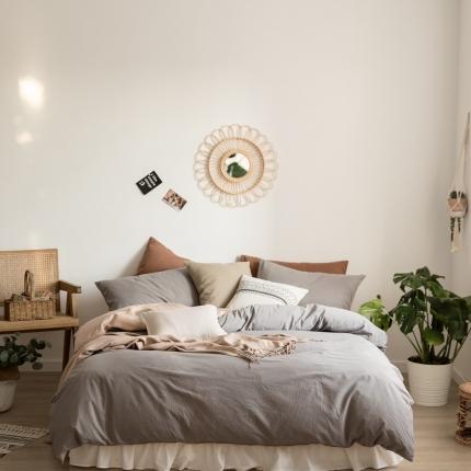 91家纺网 家纺一手货源 找家纺 全棉40s加厚双拼四件套浅灰-卡其