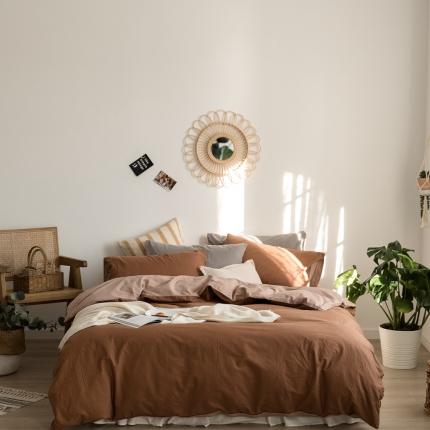 91家纺网 家纺一手货源 找家纺 全棉40s加厚双拼四件套中咖豆沙