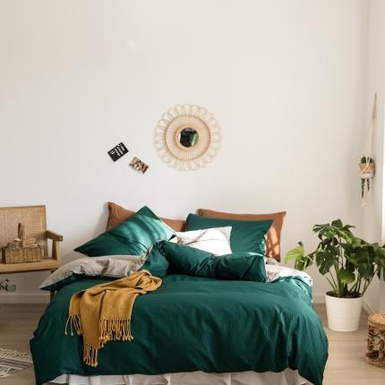 91家纺网 家纺一手货源 找家纺 全棉40s加厚双拼四件套中绿-浅灰