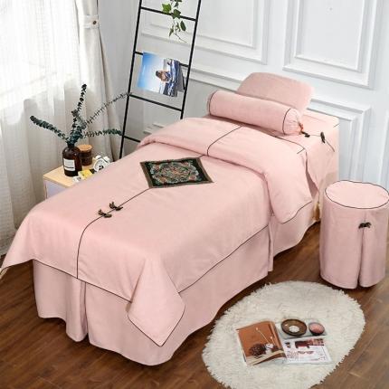 91家纺网 家纺一手货源 找家纺 不打烊家纺 2025新款美容床罩四件套两情相悦系列B款 粉色